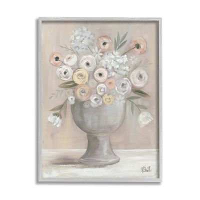Stupell Industries Classic Ranunculus Floral Bouquet Contemporary Flower Still Life, Design by Kate Sherrill Gray Framed Wall Art, 16 x 20, Beige