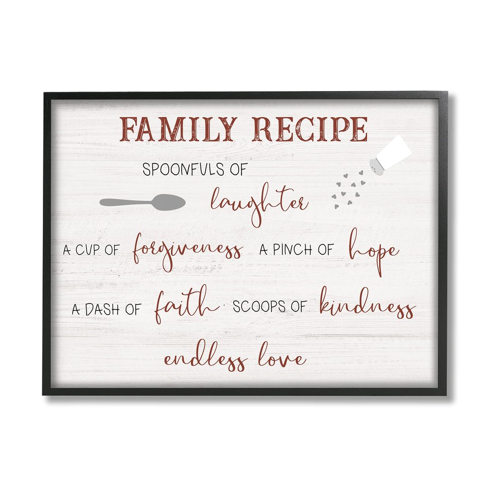Stupell Industries Family Recipe Happiness Motivational Phrases Kitchen Puns