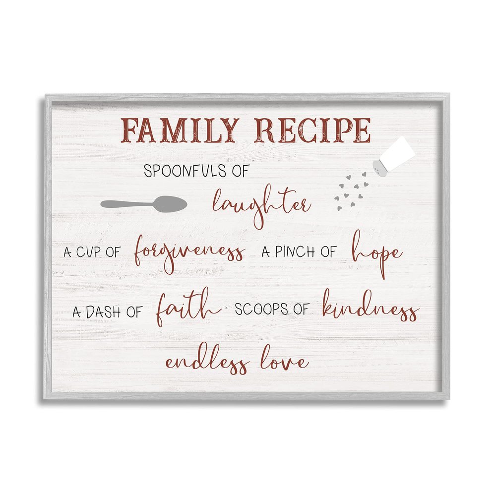 Stupell Industries Family Recipe Happiness Motivational Phrases Kitchen Puns