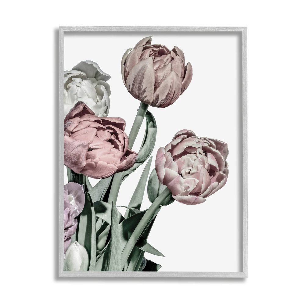 Stupell Industries Bold Globeflower Floral Bouquet Vintage Faded Tones, Design by Malerifabrikken Gray Framed Wall Art, 16 x 20, White