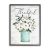 Stupell Industries Thankful Phrase White Ranunculus Floral Bouquet Milk Tin view 1