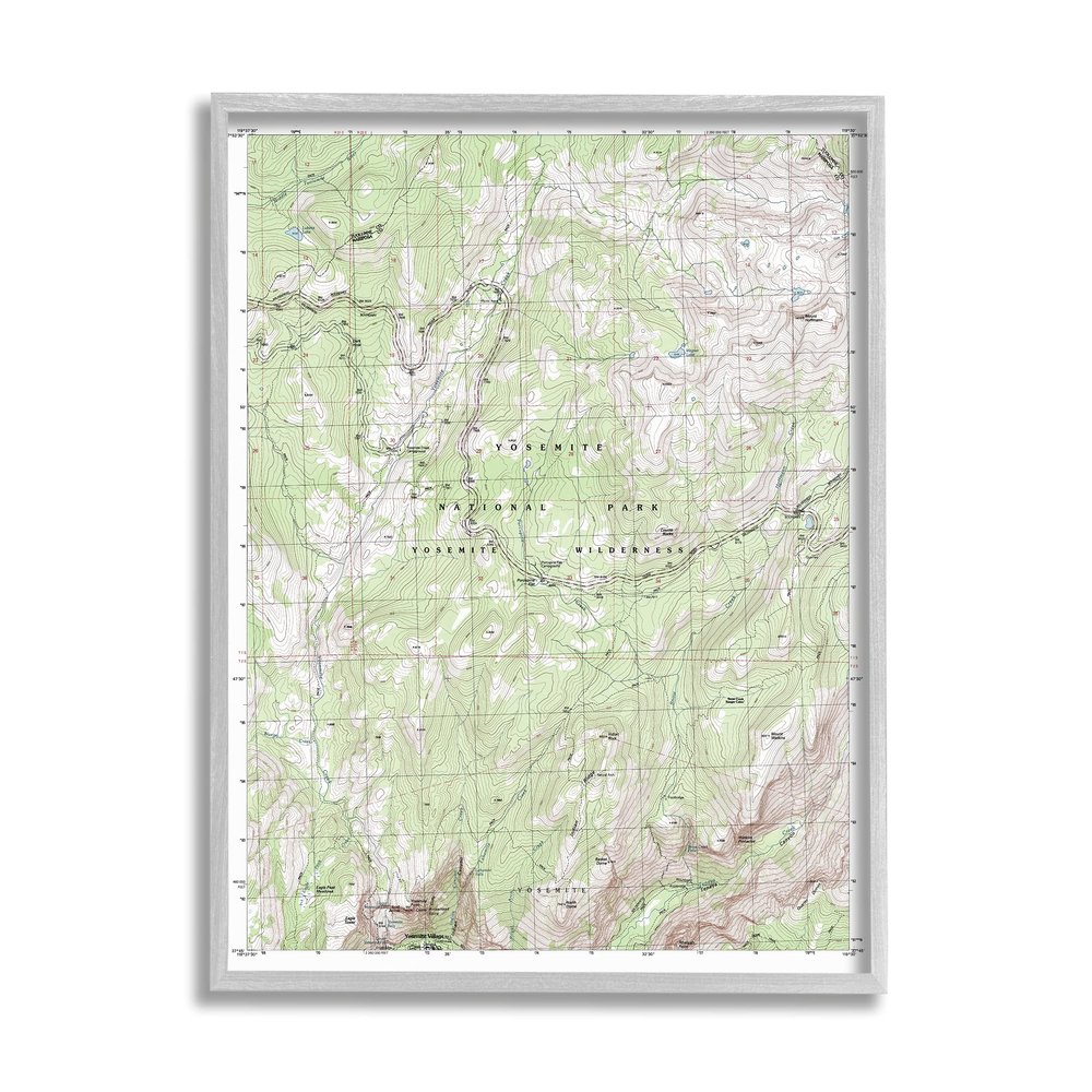 Stupell Industries Yosemite National Park and Wilderness Topographic Map Geography