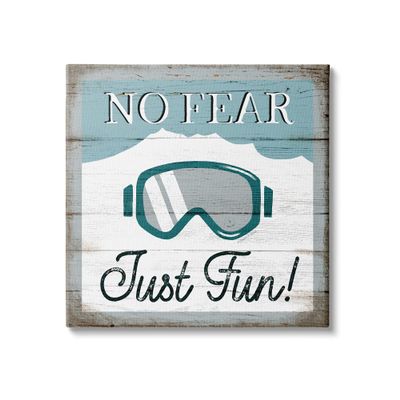Stupell Industries No Fear Just Fun Phrase Blue Ski Goggles