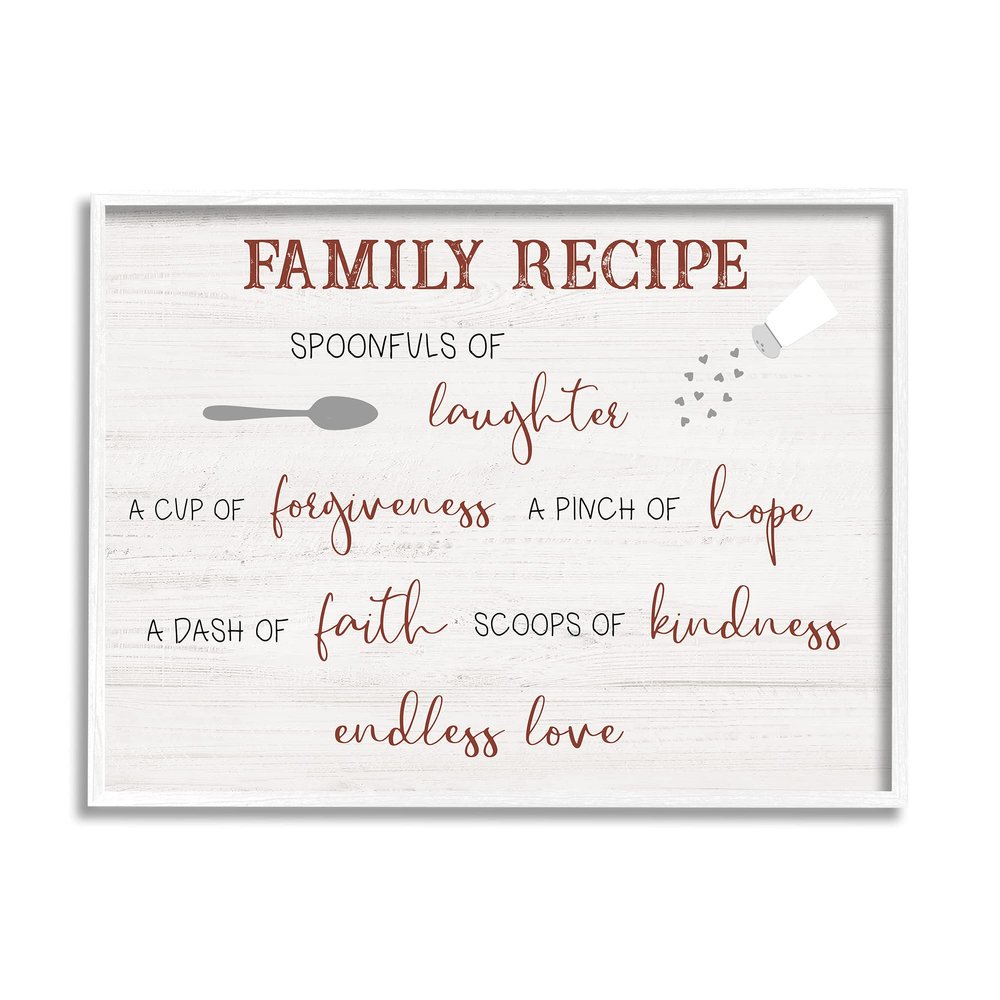 Stupell Industries Family Recipe Happiness Motivational Phrases Kitchen Puns
