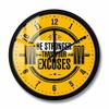 Be Stronger Than Your Excuses Inspirational Workout Round Wall Clock for Home Gym Fitness Barbell Weightlifting Decorative Wall Watch-Metal_Frame_with_Acrylic_Glass view 1