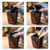 Creative Wooden Waste Paper Bin, Retro Carved Trash Can with Square Lid, Natural Wood Garbage Can Bin for Home Bathroom Office Kitchen view 4