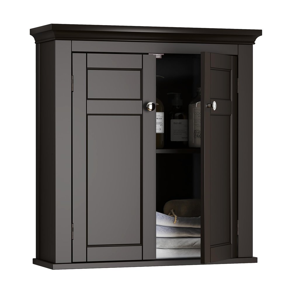Spirich Bathroom Cabinet Wall Mounted, Hanging Bathroom Storage Cabinet Over Toilet, Medicine Cabinet with Doors and Shelves (Espresso)