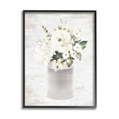 Stupell Industries White Floral Bouquet Country Antique Milk Tin