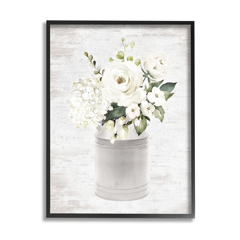 Stupell Industries White Floral Bouquet Country Antique Milk Tin