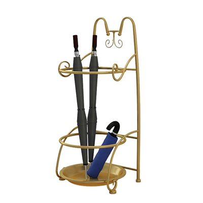 Umbrella Stand Racks Indoor Metal Umbrella Holder, Cartoon Pattern Gold Umbrella Hoder with Hooks, Corridor Entrance Decoration Umbrella Organizer, Capacity 16 Umbrellas