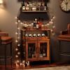 X-cosrack Wine Bar Rack Cabinet with Detachable Wine Rack, Coffee Barwith Glass Holder, Small Sideboard and Buffet Cabinet with Mesh Door, Rustic Brown(Patent Pending) view 2