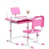 Qaba Kids Desk and Chair Set, Height Adjustable School Desk Chair Set with Tilt Desktop, USB Light, Storage Drawer for Study, Activities, Arts, or Crafts, Pink and White view 1