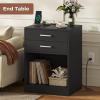 ADORNEVE Night Stand Set 2,Black Nightstand with Charging Station & Drawers,Night Stands for Bedrooms Set of 2,Bedside Table with Drawers view 2