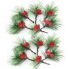 AIGTENG 24Pcs Artificial Christmas Mini Pine Picks, Simulation Christmas Wreath Picks with Fake Red Berries, Faux Holly Berry Branch for Christmas Flower Arrangements Wreaths and Holiday Decorations view 1