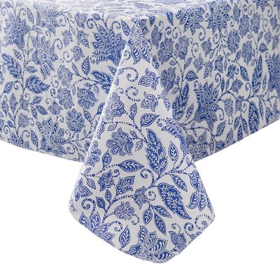 Pioggia Vinyl Tablecloth with Flannel Backed Waterproof Oil-Proof PVC Table Cloth Wipeable Spill-Proof Plastic Table Cover for Indoor and Outdoor(Flower, 60 x 84 Inch Rectangle)