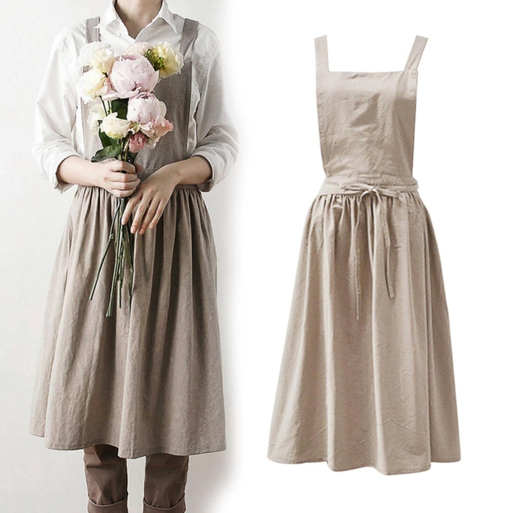 Aimee La Nordic Simple Florist Apron Cotton Linen Gardening Coffee Shops Kitchen Aprons for Cooking Baking Restaurant Apron
