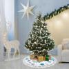 BVOGOS 30 inch Small Christmas Tree Skirts Silver Blue Snowflake Christmas Decorations Tree Mat Holiday Party Home Decoration with Tassel view 2