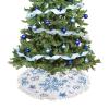 BVOGOS 30 inch Small Christmas Tree Skirts Silver Blue Snowflake Christmas Decorations Tree Mat Holiday Party Home Decoration with Tassel view 3