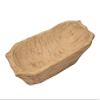 Rustic Deep Wooden Dough Bowl with Handles-Trencher-Batea-Wood Doughboard-Doughbowl-9-11W x19-21L-Primitive White view 1