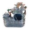 Tabletop Rockery Fountain Zen Meditation Simulation Landscape Indoor Water Fountains Artificial Waterfall Rockery LED Atomizing Desktop Humidifier Office Home Decor (Style2) view 2
