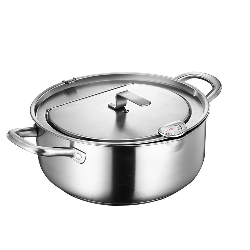 Stainless Steel Deep Fryer Pot,Small Deep Frying Pot,with Fahrenheit Thermometer And Oil Draining Rack,Big