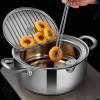 Stainless Steel Deep Fryer Pot,Small Deep Frying Pot,with Fahrenheit Thermometer And Oil Draining Rack,Big view 2