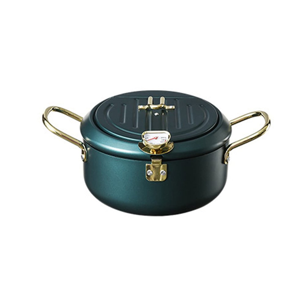 Deep Fryer,Stainless Steel Deep Fryer Pot,with Thermometer And Oil Drip Rack,B-9.4in