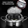 Deep Fryer,Stainless Steel Deep Fryer Pot,with Thermometer And Oil Drip Rack,B-9.4in view 4