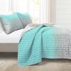 Lush Decor Glitter Ombre Metallic Print 3 Piece Quilt Set, Full/Queen, Aqua & Gray view 2