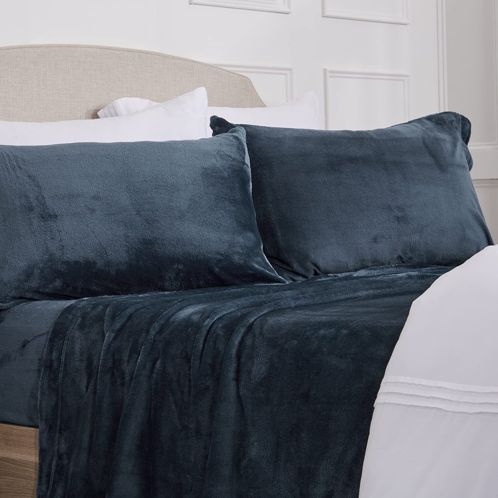 NY Loft Ultra Soft Micro Fleece Sheets Set with Extra Deep Pockets | Super Plush Polar Fleece | Velvet Plush Cozy Warmth | Tribeca Collection (King, Carbon Grey)