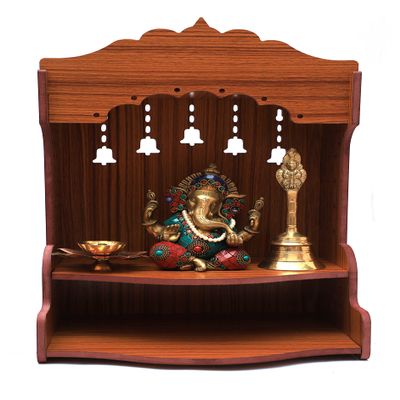 Bhavya Art Beautiful MDF Wooden Temple/Pooja Mandir - Wall Hanging and Table Top Home Mandir Temple/Home Decor (Wooden Bell)