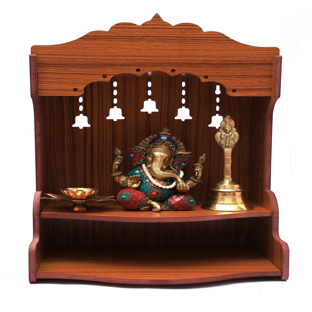 Bhavya Art Beautiful MDF Wooden Temple/Pooja Mandir - Wall Hanging and Table Top Home Mandir Temple/Home Decor (Wooden Bell)