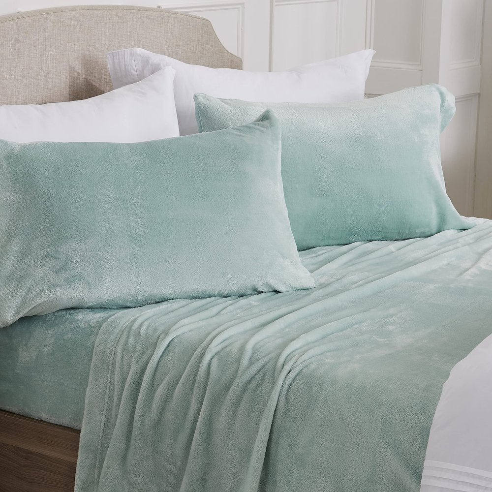 NY Loft Ultra Soft Micro Fleece Sheets Set with Extra Deep Pockets | Super Plush Polar Fleece | Velvet Plush Cozy Warmth | Tribeca Collection (King, Surf)