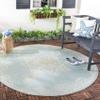SAFAVIEH Washable Rug Outdoor Beach House Collection - 4' Round, Cream & Aqua, Non-Shedding & Easy to Clean, Ideal for Patio, Backyard, Mudroom (BHS180L) view 1
