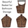 BIRDROCK HOME Seagrass Magazine and Bathroom Basket - Hand Woven Toilet Paper Holder with Pocket - Grey Wash - Stylish Decorative Design - Wooden Basket Dcor - Dispenser view 3