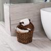 BIRDROCK HOME Seagrass Magazine and Bathroom Basket - Hand Woven Toilet Paper Holder with Pocket - Grey Wash - Stylish Decorative Design - Wooden Basket Dcor - Dispenser view 4