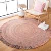 SAFAVIEH Braided Collection Area Rug - 4' Round, Orange & Grey, Handmade Country Boho Farmhouse Fringe, Ideal for High Traffic Areas in Living Room, Bedroom (BRD275P) view 1