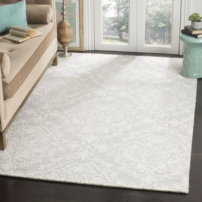 SAFAVIEH Blossom Collection Area Rug - 4' Square, Sage & Ivory, Handmade Wool, Ideal for High Traffic Areas in Living Room, Bedroom (BLM107C)