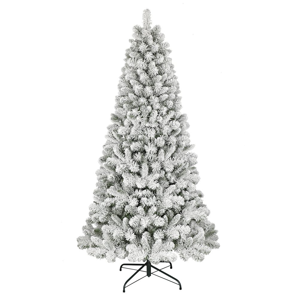 Puleo International 6' Flocked Virginia Pine Artificial Christmas Tree with Stand