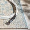 SAFAVIEH Washable Rug Outdoor Beach House Collection - 4' Round, Aqua & Cream, Non-Shedding & Easy to Clean, Ideal for Patio, Backyard, Mudroom (BHS174K) view 4