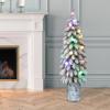 Puleo International Pre-Lit 4' Potted Flocked Alpine Artificial Christmas Tree with 20 Lights, Green view 4