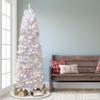 Puleo International Pre-Lit 6.5' Pencil Northern Fir Artificial Christmas Tree with 250 Lights, White view 4