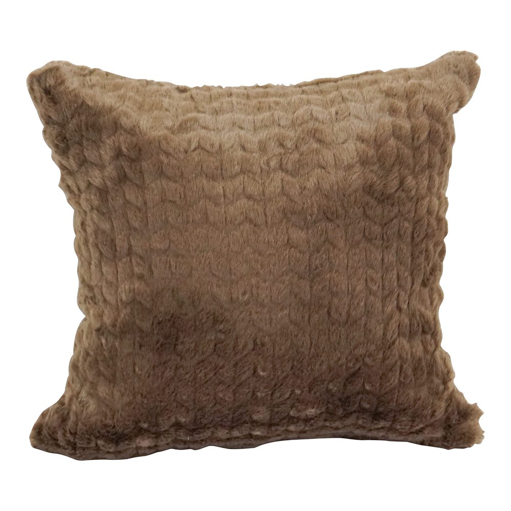 Blazing Needles Square Faux Fur Throw Pillow, 17", Dainty Mocha