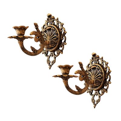 BOOMLATU Heavy Duty Cast Iron Wall Candle Sconce Holder Set of 2,Shabby Chic Wall Mount Decorative Candle Holder Pillar Holder for Living Room Farmhouse Fireplace Wedding 7.3" x 7"