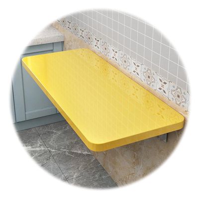ALGWXQ Wall Mounted Fold Down Table Floating Table Space Saving use for Computer Desk, Home Office Desk, Kitchen Counter, Laundry Shelf (Color : Yellow, Size : 50x30cm)