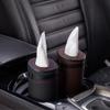 ihreesy Cylinder Tissue Box,PU Leather Napkin Holder Pumping Paper Case Dispenser Tissue Tube Holder Portable Cylinder Box Roll Facial Tissue Box for Car Cup Holder Office,Beige view 4