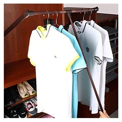 Pull Down Closet Rod, Soft-Close Wardrobe Rail Lift Organizer Storage System Closet Hanger Rod Lifting for Hanging Clothes Space Saving Aluminum Adjustable Width Coat Rack, 30 Kg Load (Size : 830-115