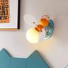 KWOKING Cartoons Wall Light 1 Light Cute Bee Shaped Kids Wall Sconce with Glass Shade for Girls Boys Bedroom view 1