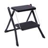 CAMPMOON Small Step Ladder for Kitchen, Sturdy Folding 2 Step Stool for Adults with Wide Anti-Slip Pedal, Black (New) view 1