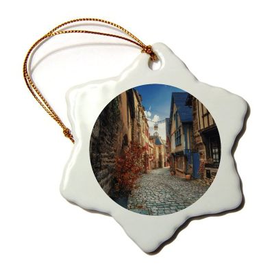 ArogGeld France Houses Dinan Brittany Street Street Lights Christmas Ornaments Pandemic Xmas Decor Christmas Tree Decorations Ornaments Keepsake Wedding Ornament, 3 ''